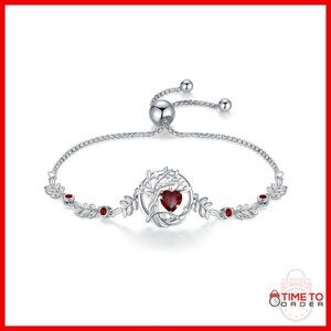 Sterling Silver Tree of Life Birthstone Charm Bracelet Adjustable